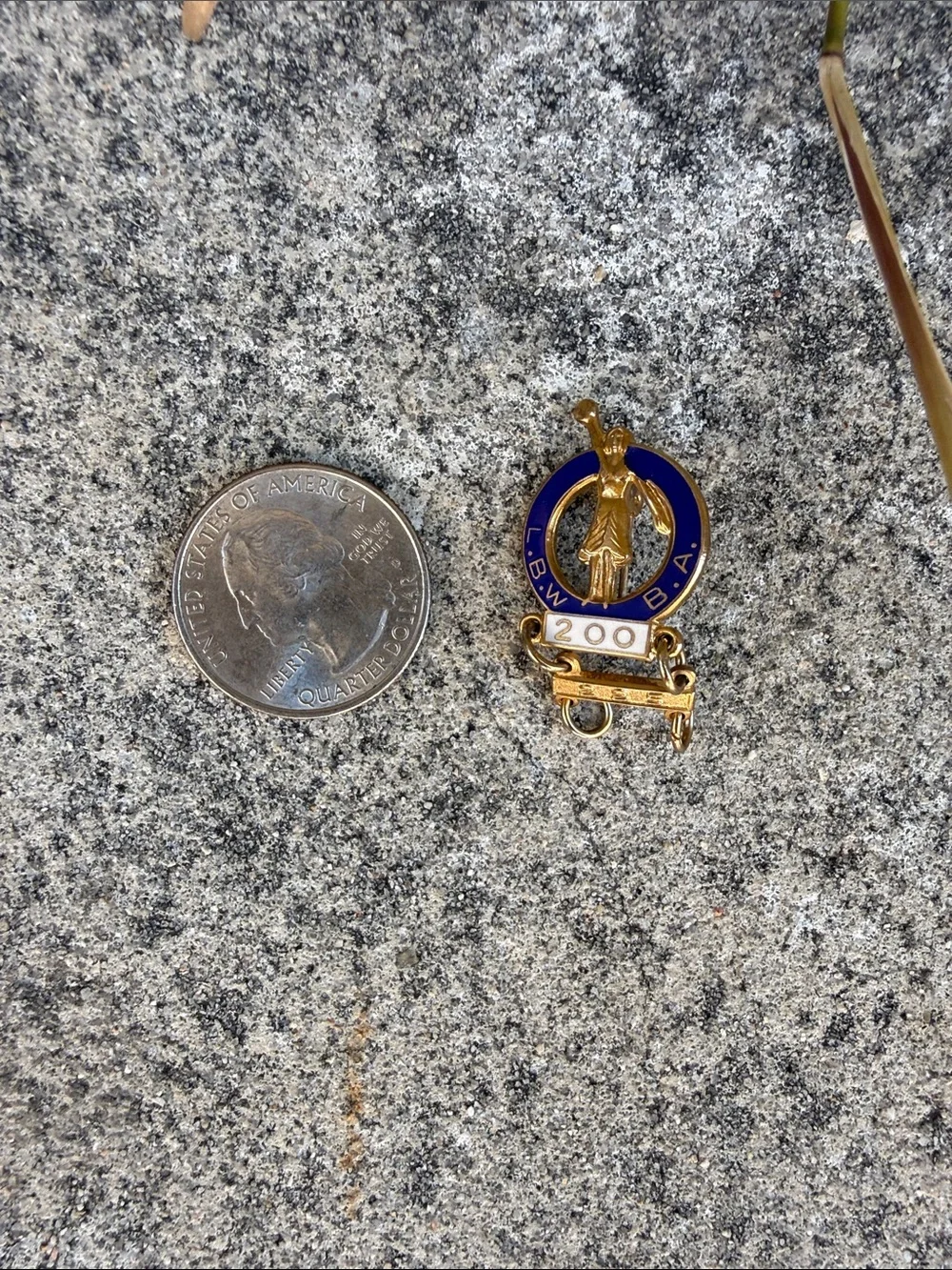 Vintage Gold and Blue 200, 225 Winner Badge Pendant L.B.W.